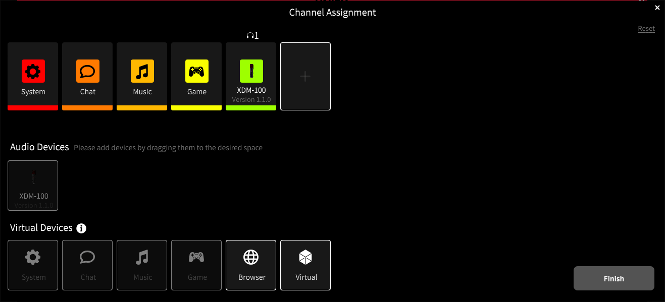 UNIFY channel assignment screen